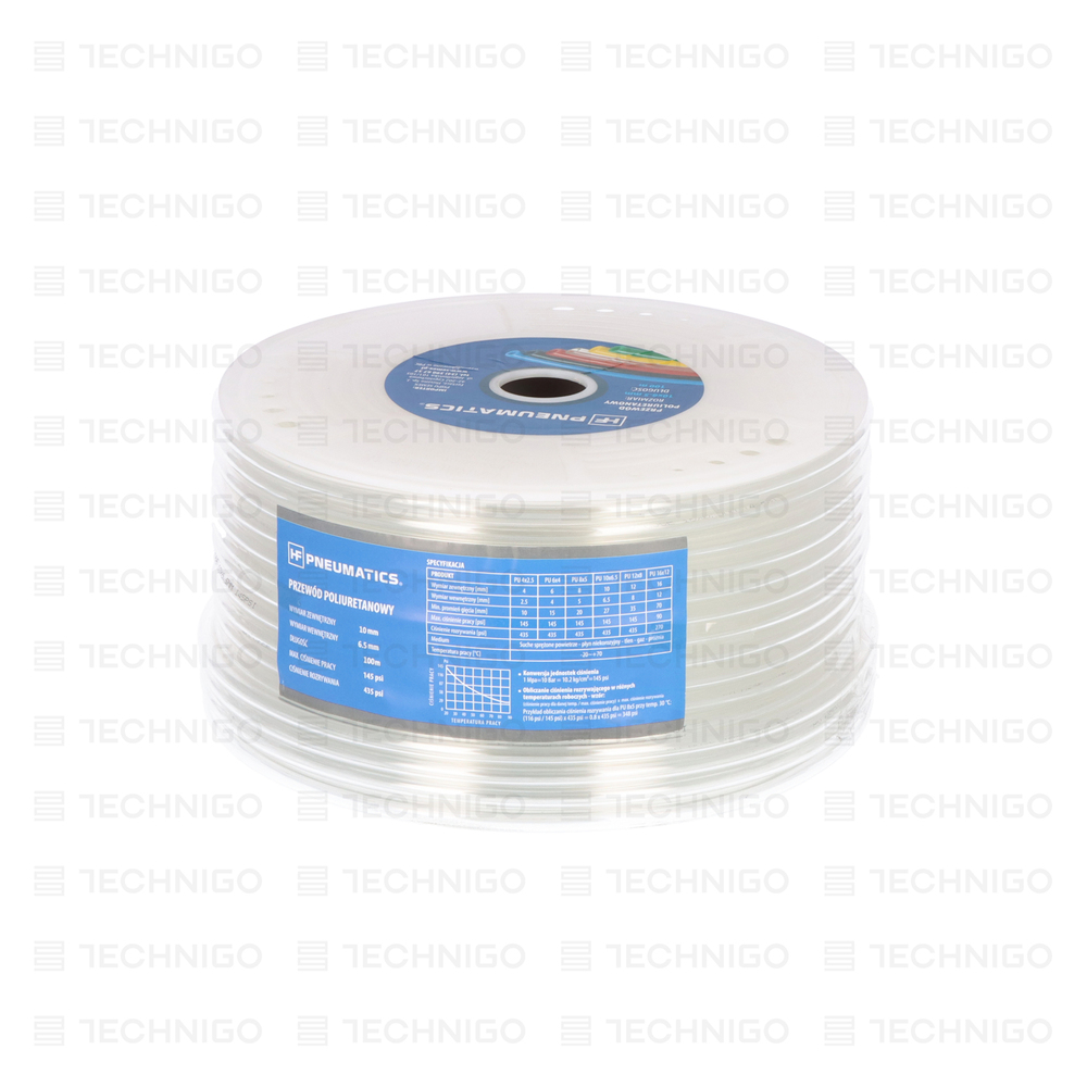 PRZEWÓD PROSTY POLIURETANOWY TRANSPARENTNY 10x6.5 mm, HF/PU/C/10X6.5