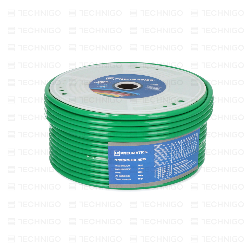 PRZEWÓD PROSTY POLIURETANOWY ZIELONY 10x6.5 mm, HF/PU/G/10X6.5