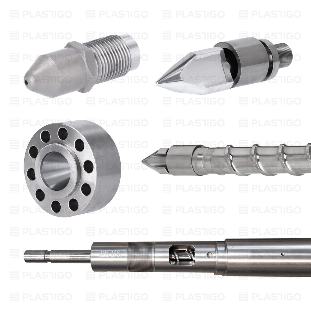 ŚLIMAK I CYLINDER BIMETALICZNY DO BS 150 PLUS FI 45MM, GŁOWICA, DYSZA, KOŃCÓWKA ŚLIMAKA Z ZAWOREM ZWROTNYM I TULEJKĄ (15%-30% GF)
